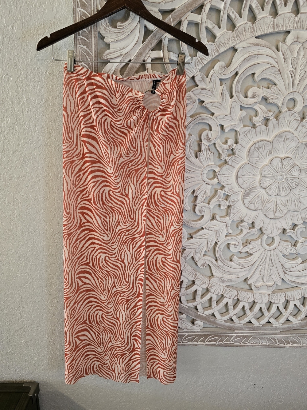 Kendall And Kyle Women's Coverup Skirt O Ring Rust Abstract Tiger S